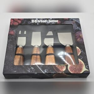 NIB Cheese Knife Set with Wooden Handles